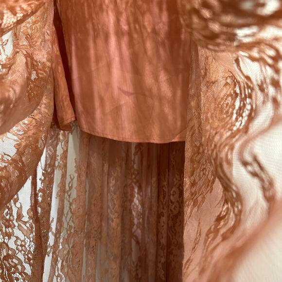 j ing limited pink sheer lace long sleeve button front lined Maxi Dress Size S - Picture 11 of 12